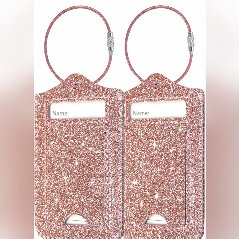 2 Pack Rose Gold Metallic Leather Luggage Tags NIP AC Dream